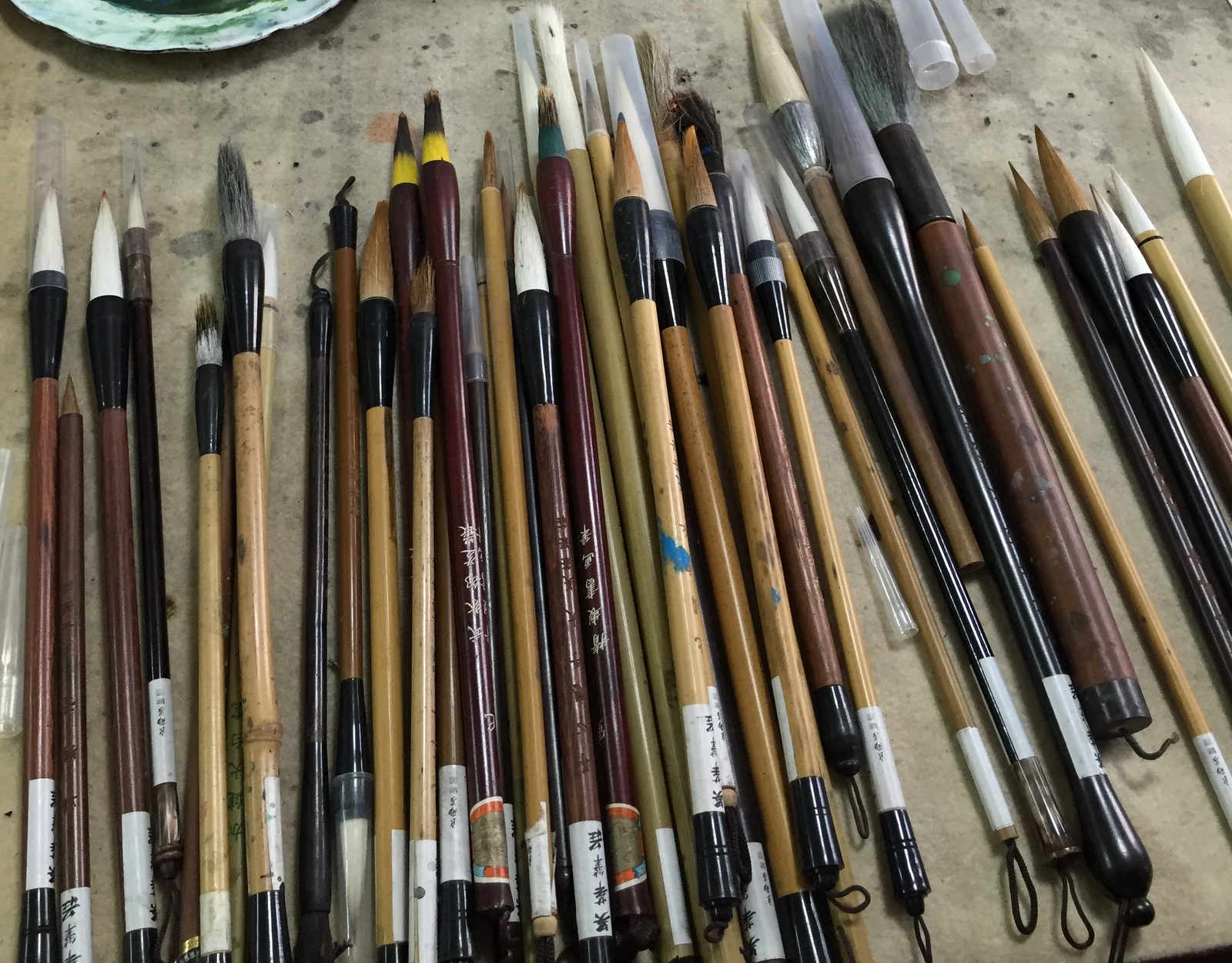 Chinese Calligraphy Set for Chinese writings: brushes, ink stick, stone