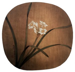 Narcissus, Zhao Zi Gu, 24.6 * 26.0 cm, painted on silk, Song Dynasty, 960 - 1279.