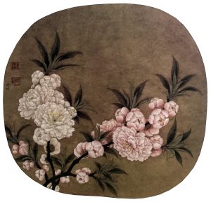 Peach Blossom, 24.8 * 27 cm, painted on silk, Ano. Song Dynasty, 960 - 1279.